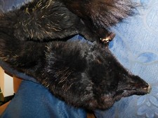 GENUINE VINTAGE SILVER FOX ? FUR STOLE DARK WITH HIGHLIGHTS VERY SOFT