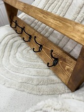 Solid wooden rustic coat rack