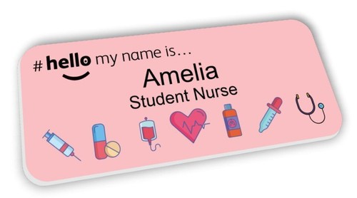 Hello name badge pink - my,