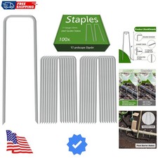 100 Pack 6 Inch Landscape Staples 11 Gauge Garden Staples, Galvanized Heavy D...