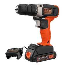 BLACK DECKER 18V Cordless 37Nm Torque Drill Driver with LED Worklight 1.5Ah
