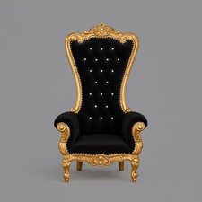 Petoria Throne Chair   -  Gold Frame with Black Velvet- Wedding Furniture