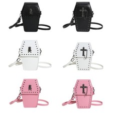 Rivet Handbag Crossbody Bag Coffin Shaped Bag for Women Versatile Trendy Bag