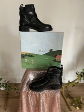 JOULES Hackley Women's Boots Ankle UK 3 EU36 Black Leather Equestrian Chunky NEW