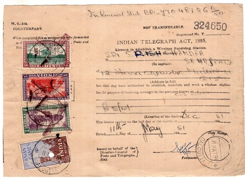 India 1951 license to - india,, 1951,