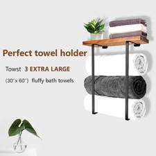Double Bar Wooden Towel Rack -