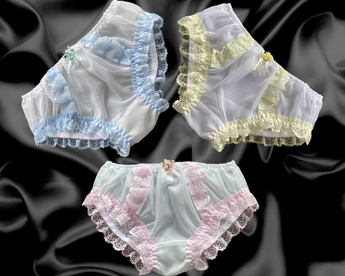 White frilly lace sissy - white,
