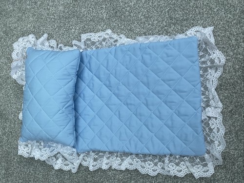Blue doll quilted pram set - doll,