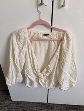 Zara Ivory Cotton Wrap V-Neck