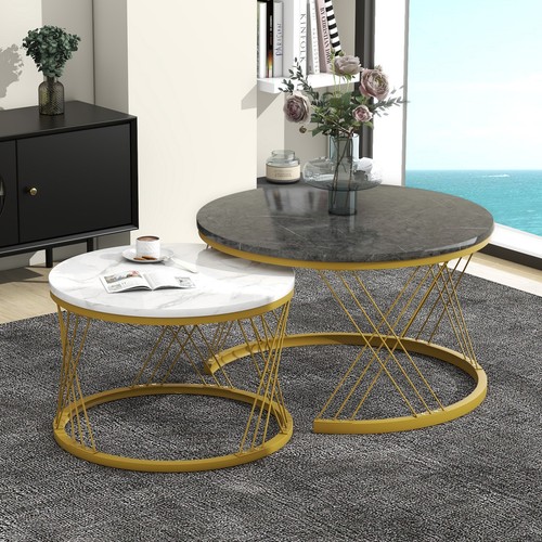 Round nesting coffee table set - nesting,