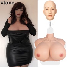 Fake chest plate Z-cup silicone chest shape and full face mask cross dressing