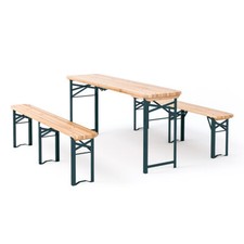 Vintage Beer Garden Table Trestle Benches Bar Hall Camping Wood Folding Trestle