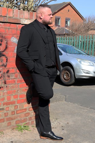 Mens black pinstripe - black, three
