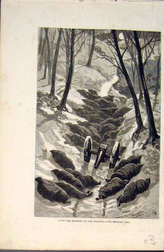 Original old antique print - old,