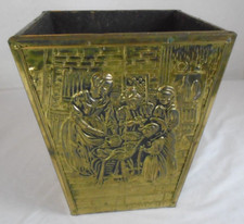 Vintage Retro Brass Log Coal Bin Planter Tub Good Condition 26.5 cm Tall