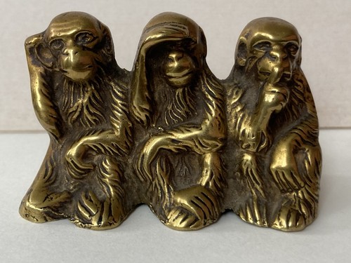Antique brass three wise - three,