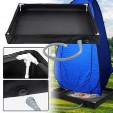Portable Shower Pan Foldable RV Camping Shower Base Black Outdoor & Indoor