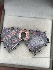 Antique Vintage 925 Sterling Silver Brooch Victorian Mizpah Engraved Horse Shoe 