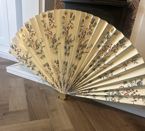 Vintage paper fan fire screen - fan,
