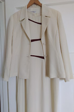 Luis Civit Size 14  Cream/Brown Lined Dress and Jacket Occasion Outfit