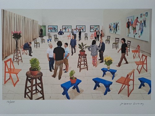 David hockney signed 4 - 4, blue