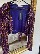 sequin bolero jacket size 12 purple gold glamour 