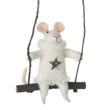 Heaven Sends Felt Mouse on Swing Christmas Tree Decoration Novelty Festive Gift