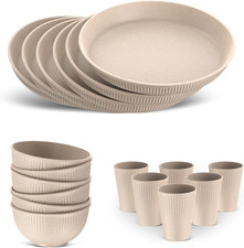 18PCS Plastic Plates and Bowls