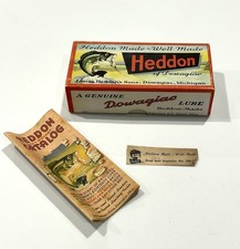 VINTAGE BEAUTIFUL HEDDON DOWAGIAC SPOOK FISHING LURE BOX PAPERWORK