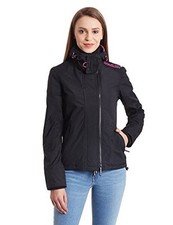 Superdry Womens Winter Windcheater Jacket Black Lurex Pink Mesh Lined