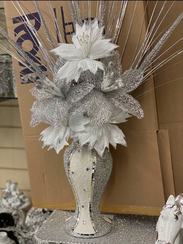 White silver vase - white,