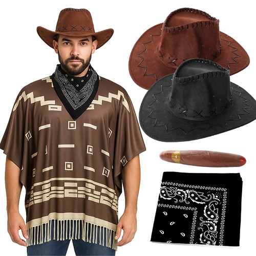 Western poncho brown stud - brown,