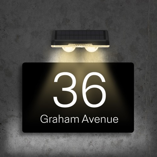 Solar led house number plaque - house,