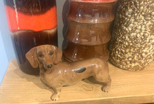 Coopercraft Dachshund Dog Figurine - Brown Ceramic - W 8" -  Vintage
