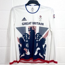 Team GB Adidas Rio 2016 Top Size Large Cycling Running White Long Sleeve T-Shirt