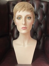 Female Mannequin Head and Bust. inserted eyes & Pierced ears. Realistic Makeup