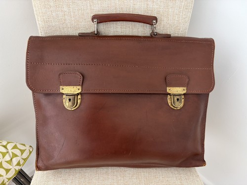 Vintage leather briefcase with - vintage,
