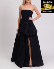 RRP€1010 MARCHESA NOTTE Gown US8 UK12 IT44 L Blue Bow Gathered Strapless 