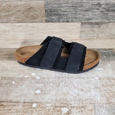 Birkenstock Uji Black Sandals Mens Sz 9 Slip On Slide Double Strap NWOB