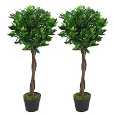 Pair of Artificial Bay Topiary