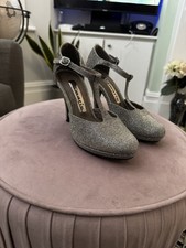Tamaris Silver & Gold Glitter Finish Occasional T Bar Heels NEW Uk 2.5  Eu 35
