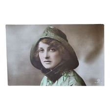 Gladys Cooper Rotary RPPC A556-3 Hand Painted Sou'Wester Hat Rain Slicker c.1910