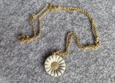 Georg Jensen Sterling Silver Daisy White Enamel Pendant 18 mm