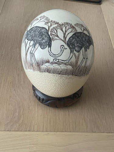 Vintage hand painted - painted,, ostrich
