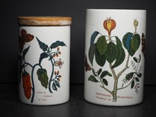 2 x Portmeirion Botanic Garden Storage Jars - Red Pepper & Manchineel Tree