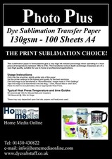 Dye Sublimation Heat Transfer Paper, 130gsm A4 - 100 Sheets