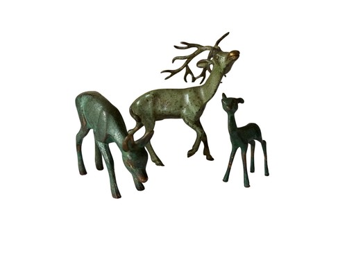 Vintage bronze deer figurines - bronze,