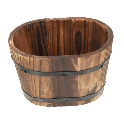Wooden planter barrel - wooden,