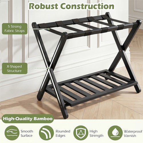 Bamboo luggage rack folding - bamboo,