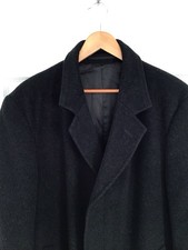 Black Cashmere Wool Overcoat Black Varteks International Quiet Luxury Uk XL Eu42